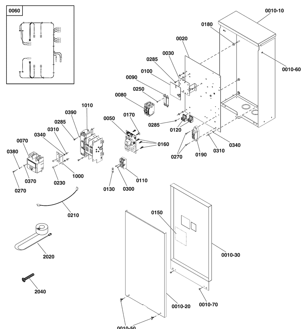 Transfer Switch - Hingeless Enclosure Diagram and Parts List for 071069-03  Briggs and Stratton Generator